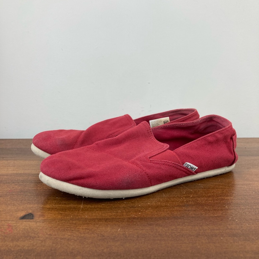 Toms Red Canvas Slip-On Flats
